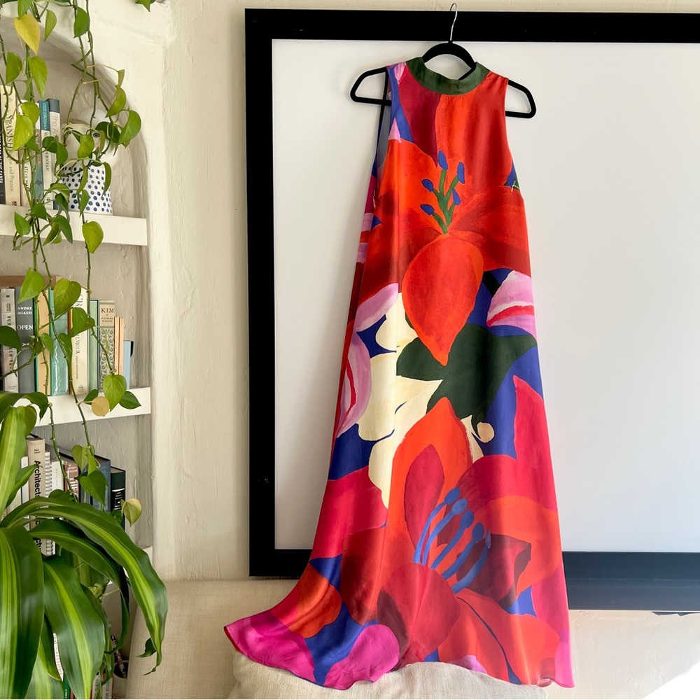 FARM Rio x Anthropologie Floral Halter Maxi Dress Size XL NWT in Tropical Red - Picture 4 of 16